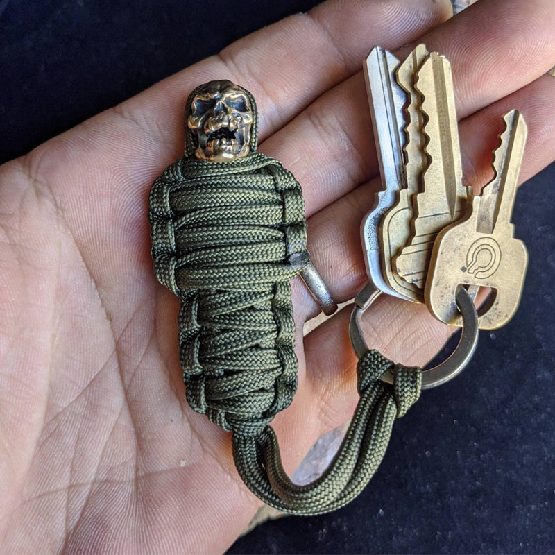 Paracord Sleutelhanger Mummie Messing Schedel