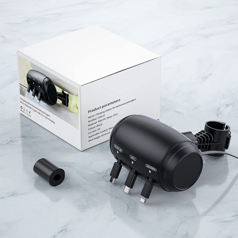 Intrekbare achterbank 3 in 1 oplader