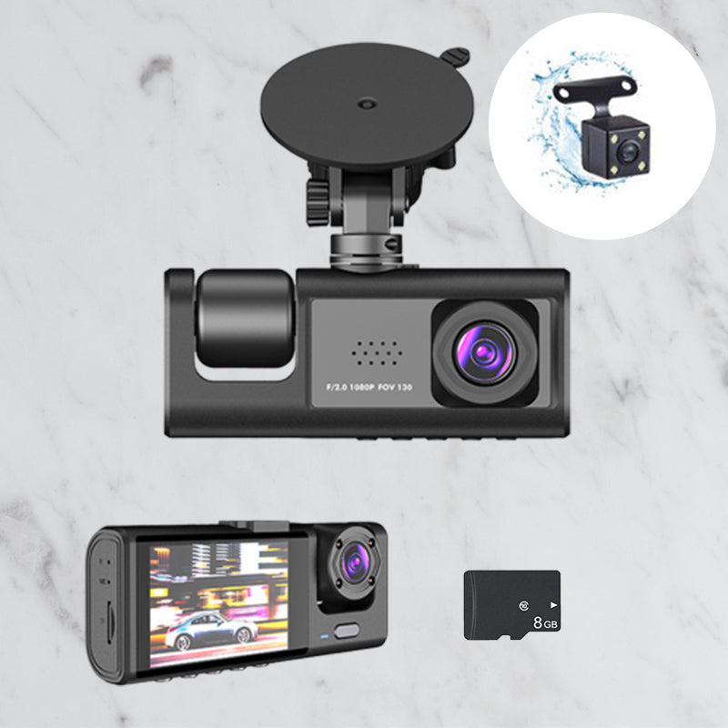 Nachtzicht drievoudige lens 1080p rijrecorder