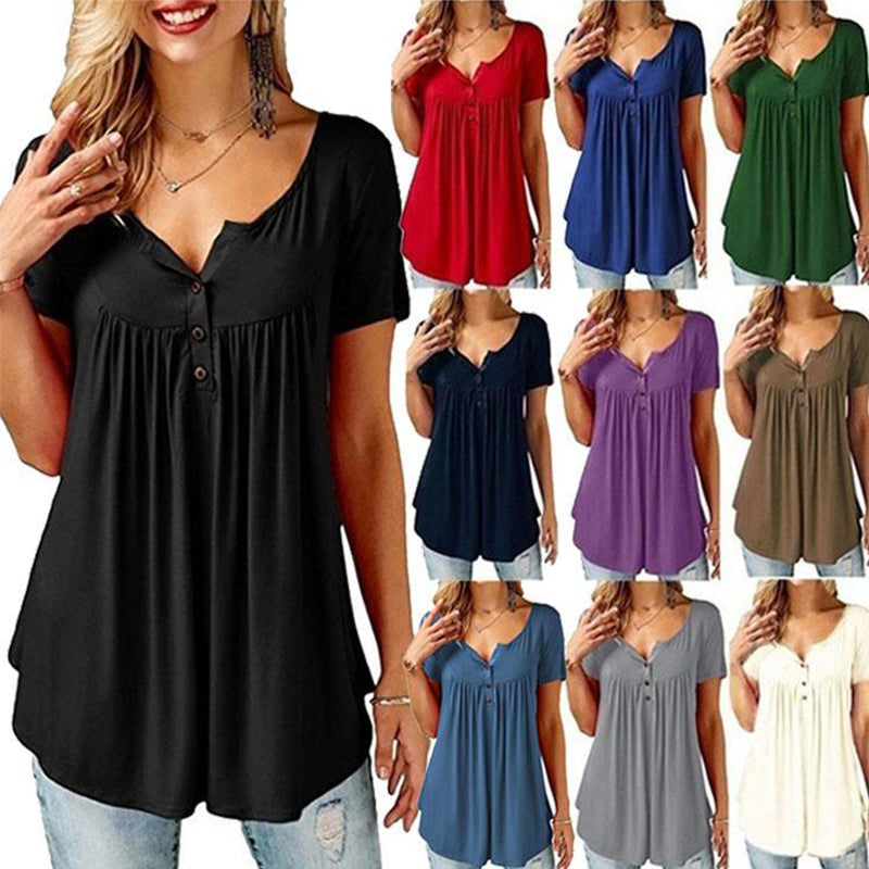Effen T-shirt met ruches voor dames