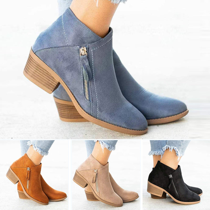 Chunky Heel enkellaarsjes met Zijrits voor Dames