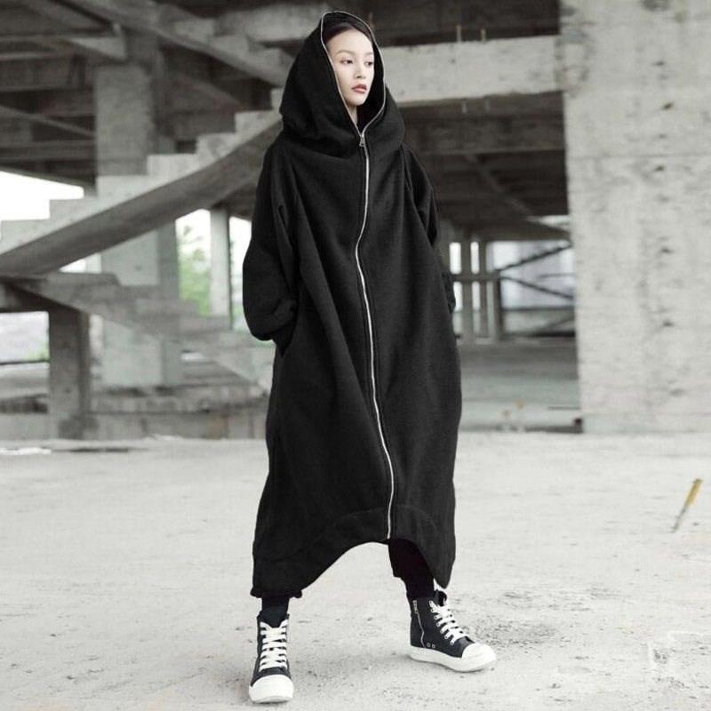 Unisex lange mouw jas met capuchon