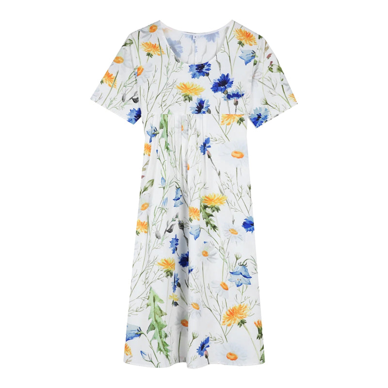 Voorverkoop>Casual jurk met ronde hals en print