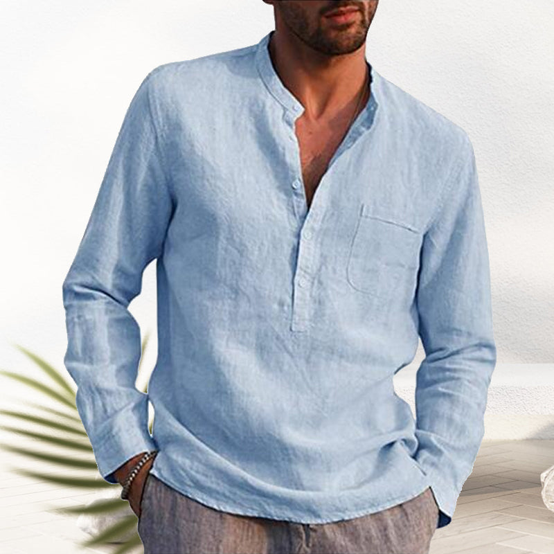 V-neck linen shirt