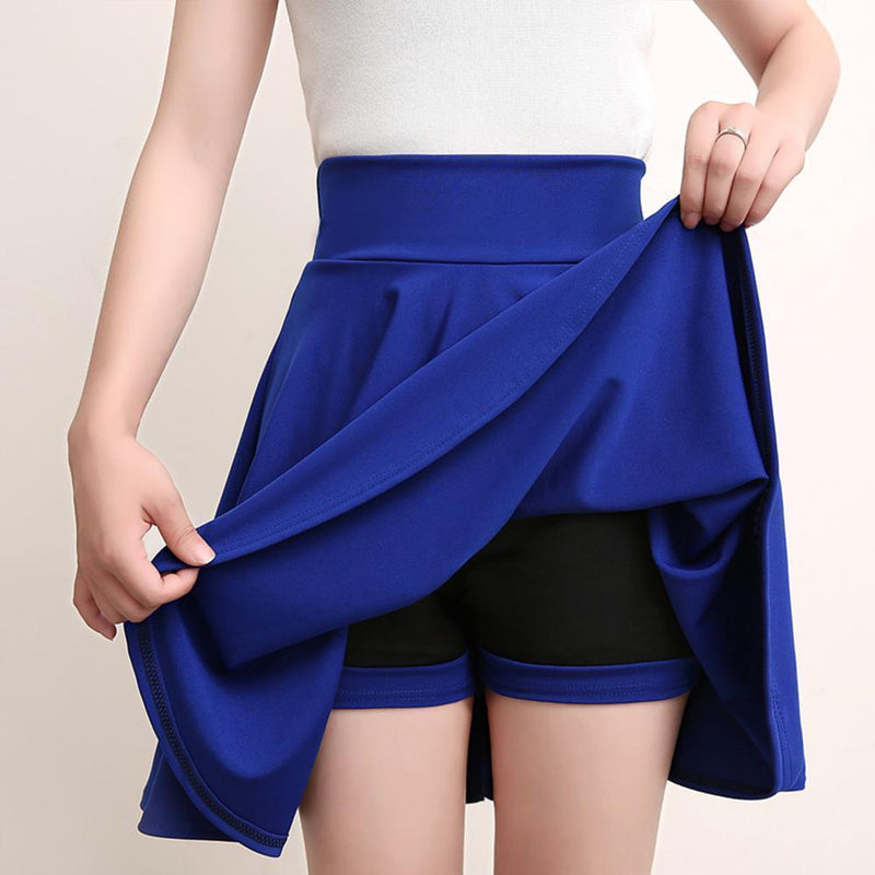 A-lijn Elastische Taille Geplooide Shorts Rokken