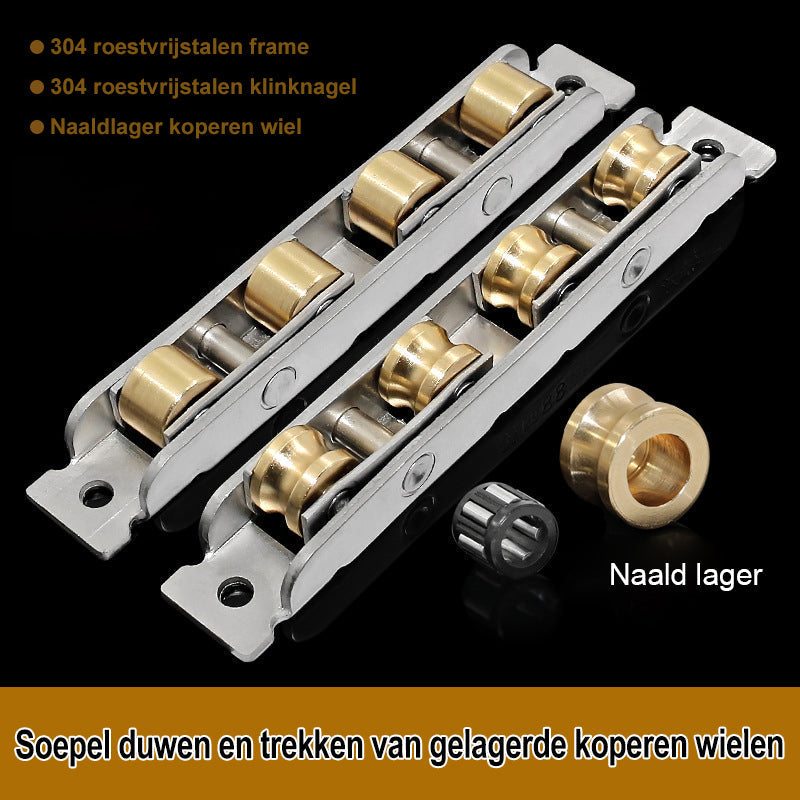Poelie van roestvrij staal en koper (2 stuks)