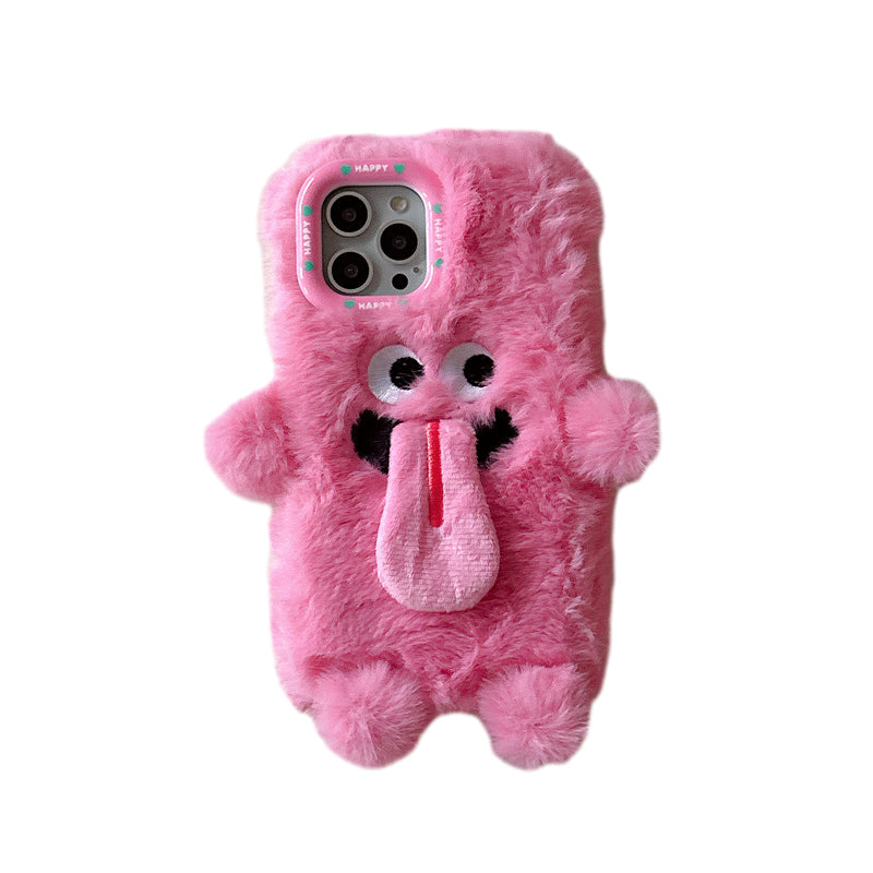 Grappige tong uitsteekt pluche mobiele telefoonhoesje voor iPhone