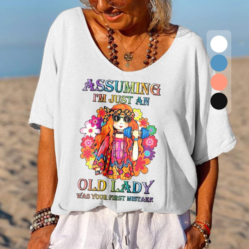 T-shirt met V-hals en print voor meisjes