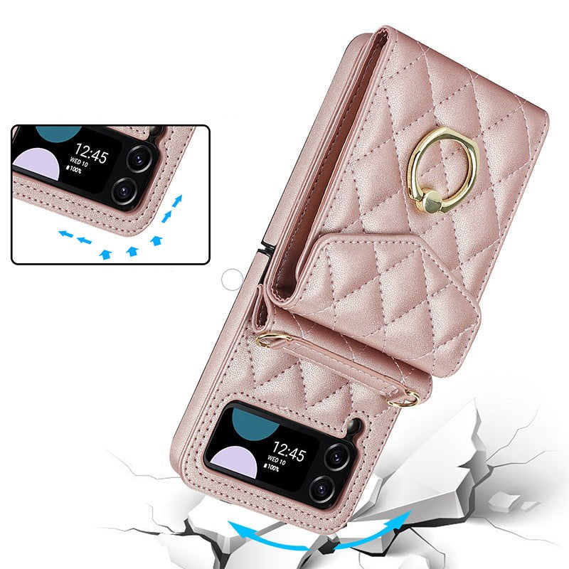 Lederen portemonnee-hoes met reliëf voor de Samsung Galaxy Z Flip4 Flip3