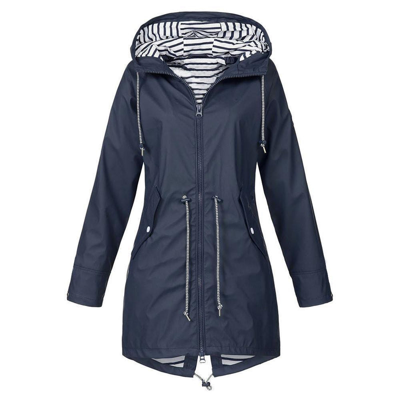 Lange waterdichte jas met capuchon