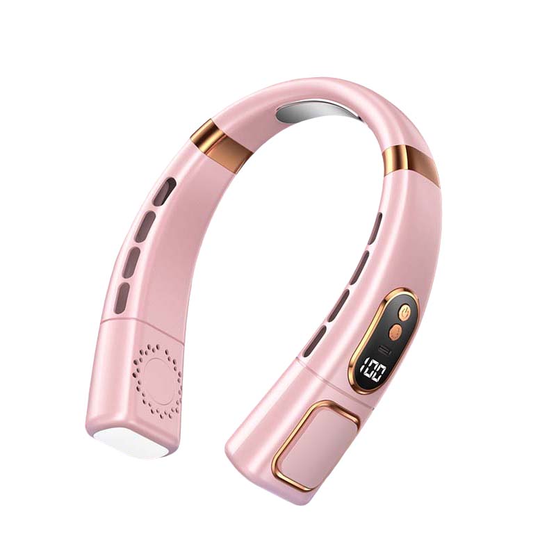 Bladloze hangende nekventilator met digitaal display en licht