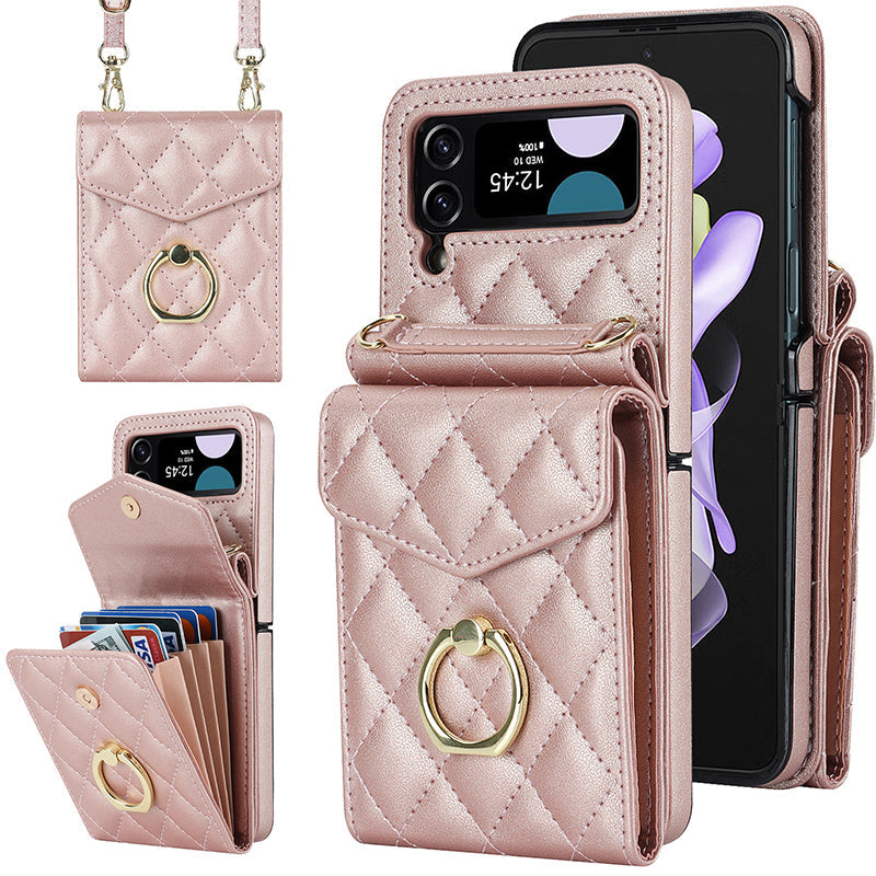 Lederen portemonnee-hoes met reliëf voor de Samsung Galaxy Z Flip4 Flip3