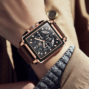 Lichtgevend Luxe Square Business Quartz horloge