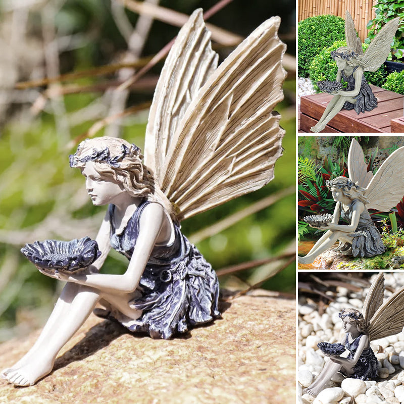 Zittende fee standbeeld tuin hars ambachtelijke ornament