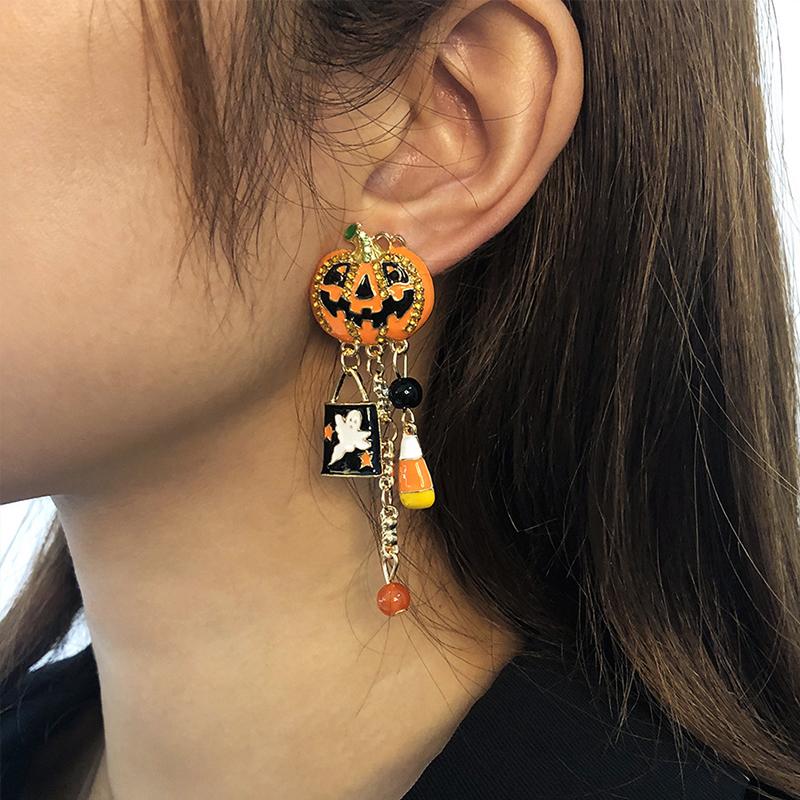 Pumpkin Ghost Creative Halloween-oorbellen met kwastjes