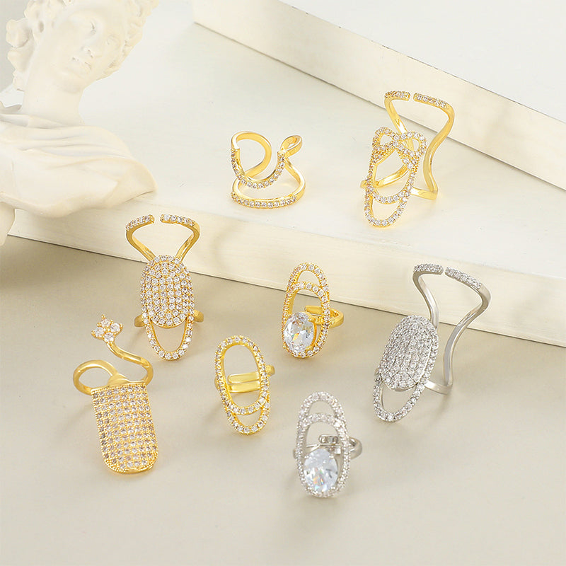 Geometrische diamanten open nagelring