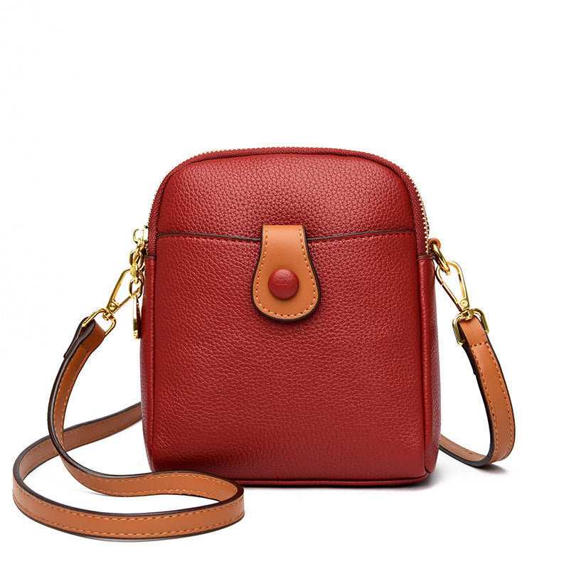 Kleine vierkante tas met één schouder in contrasterende kleur