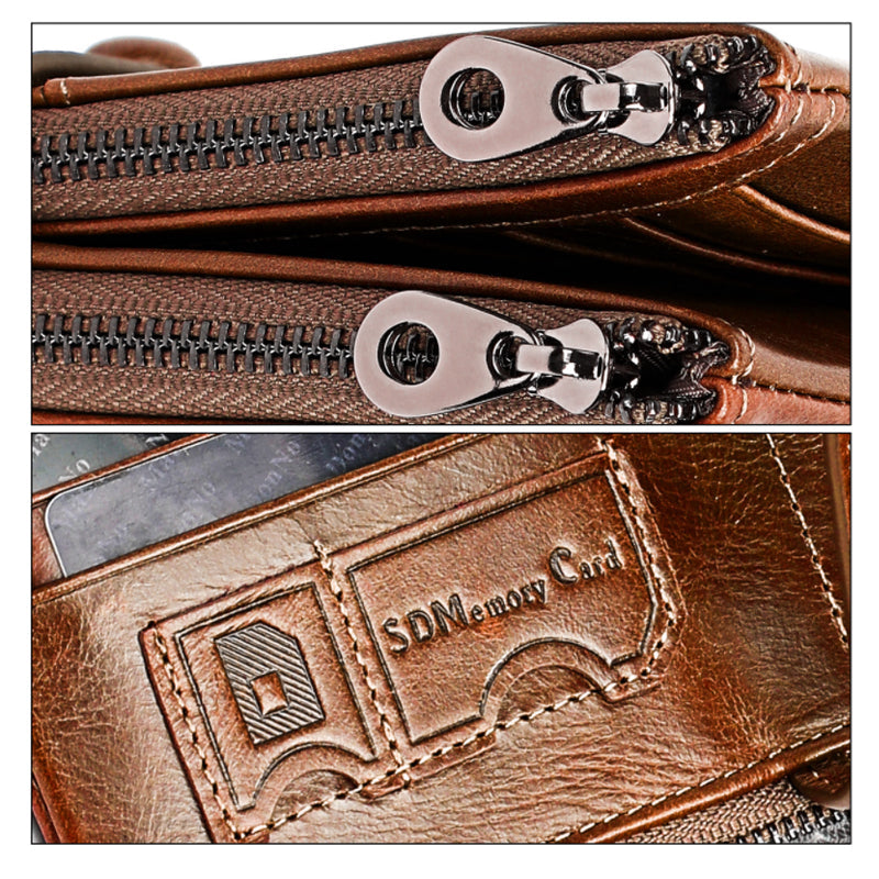 Dames echt lederen clutch lange geld portemonnee