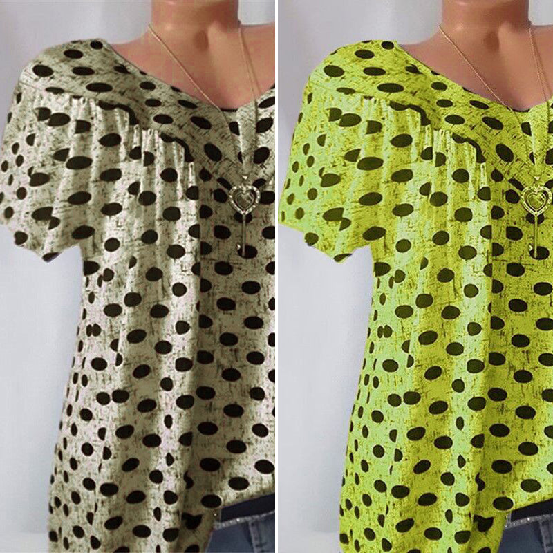 T-shirt met ronde hals en stippen