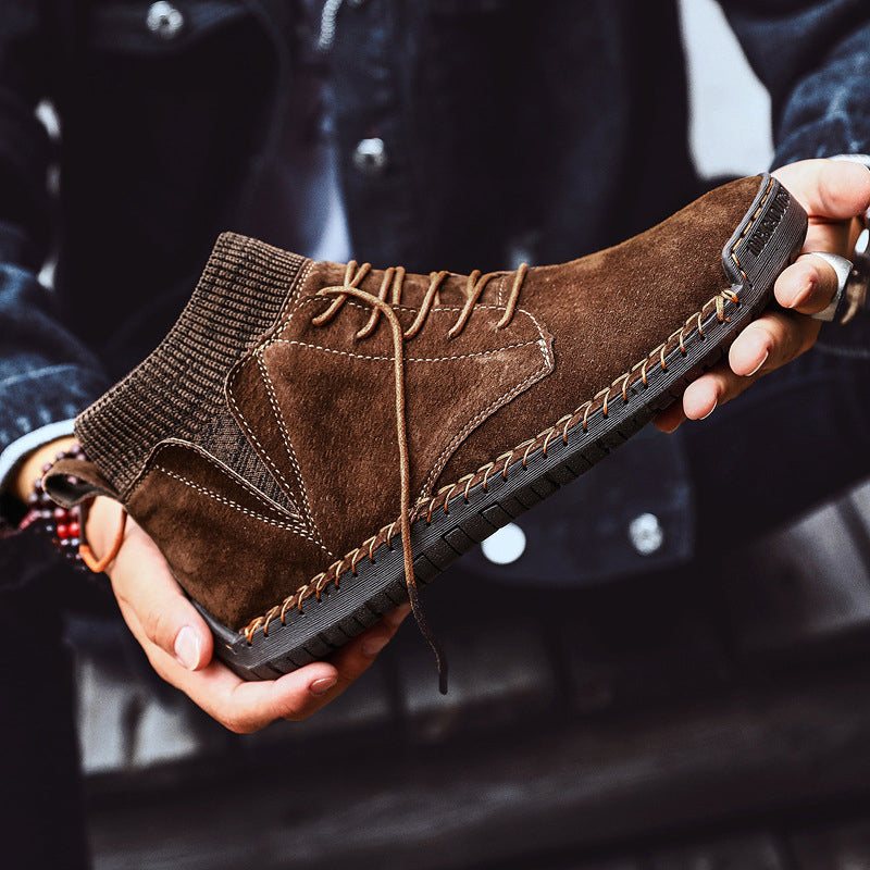 Handgestikte halfhoge heren schoenen