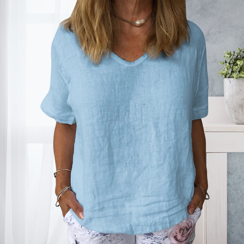 Casual katoenen overhemd voor dames in pure kleuren