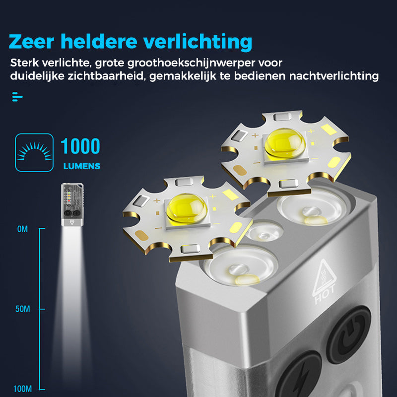 Kleine krachtige EDC-zaklamp met rood UV-blauw licht