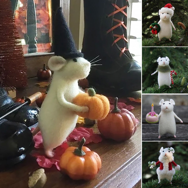 Vilten muis- en pompoenornament