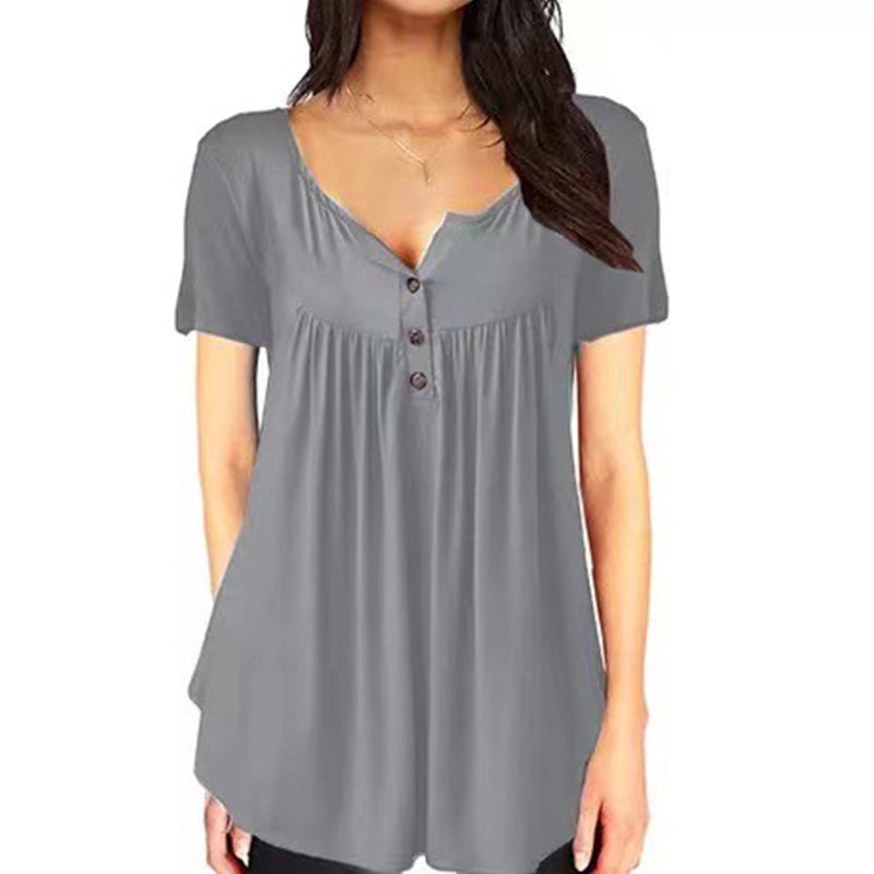 Effen T-shirt met ruches voor dames