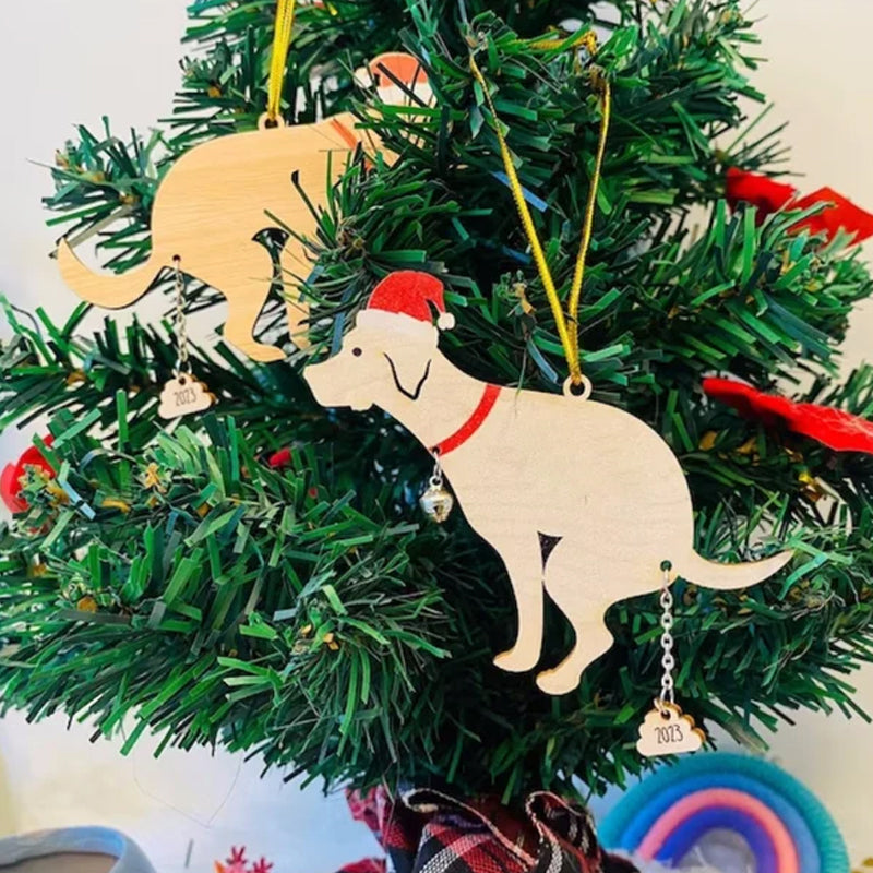 Poepende hond kerstversiering