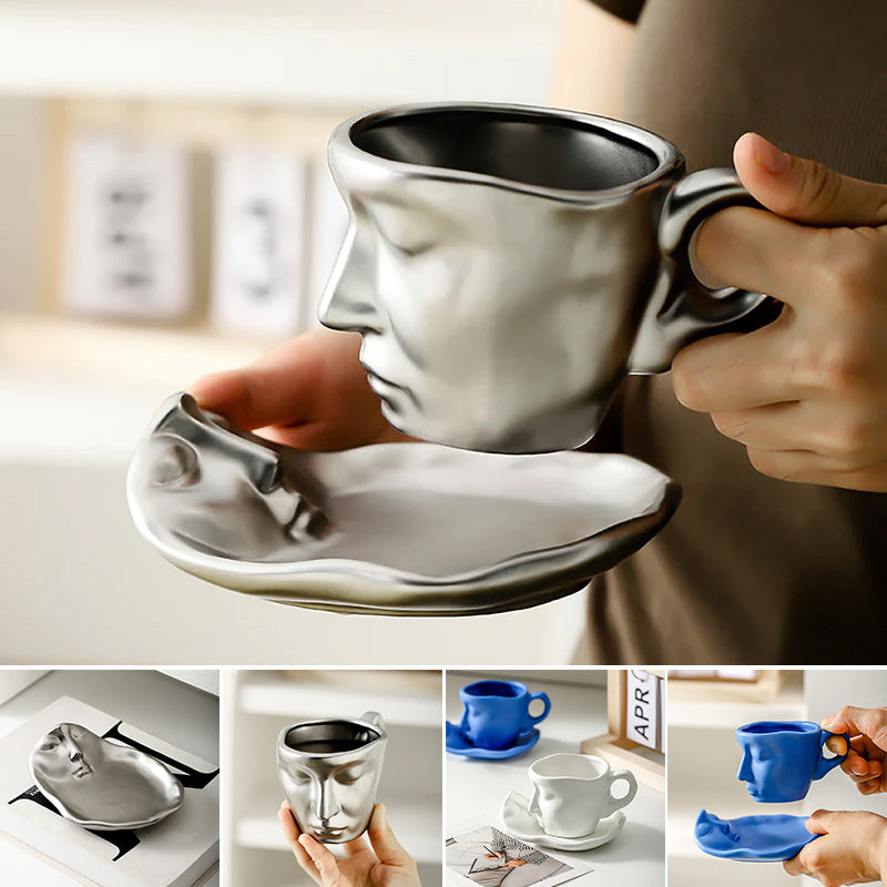 Metalen aanraken gezicht creatieve keramische kus koffiemok