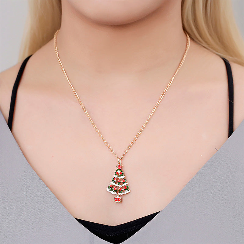 Kerstmis epoxy oorbel ketting sets