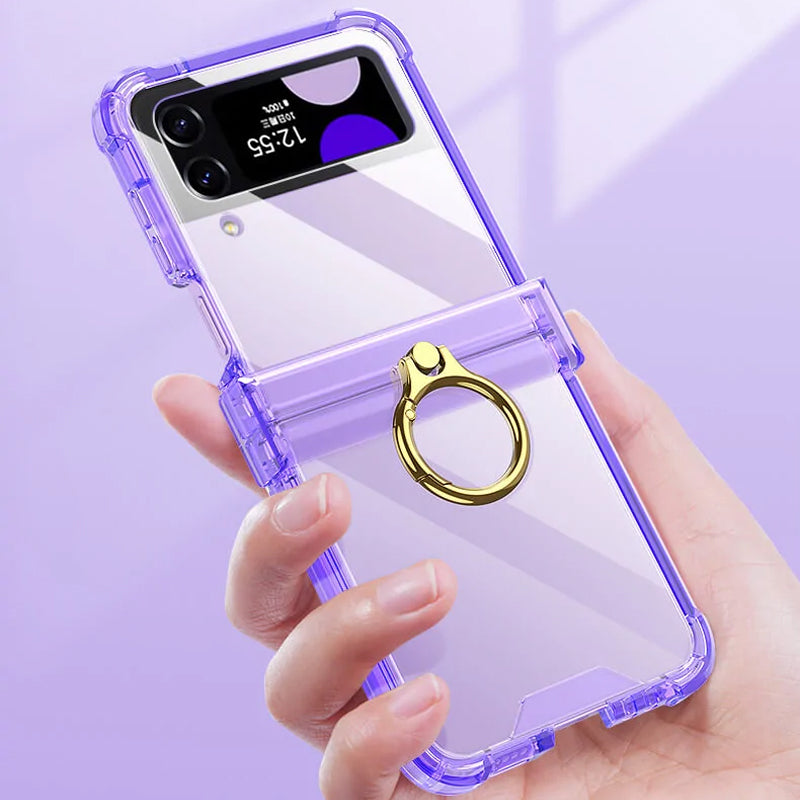 Zachte doorzichtige hoes met ring voor Samsung Galaxy Z Flip4