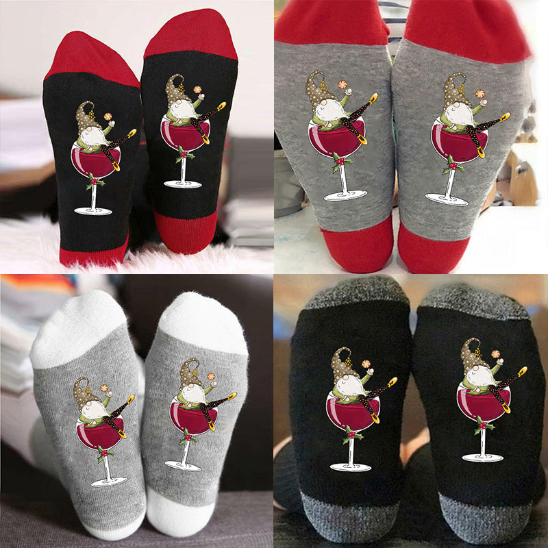 Gnome wijnglas Unisex Crew sokken