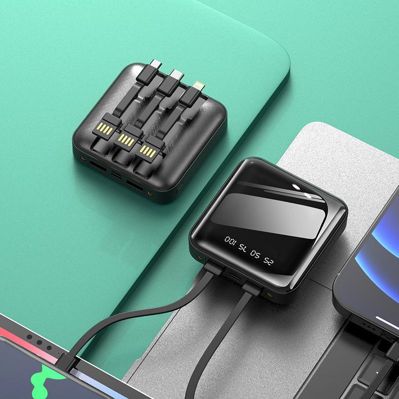 Mirror Surface Mini Powerbank met externe kabels