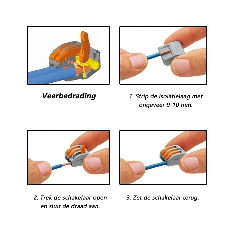 Universeel aansluitblok voor snelle bedrading