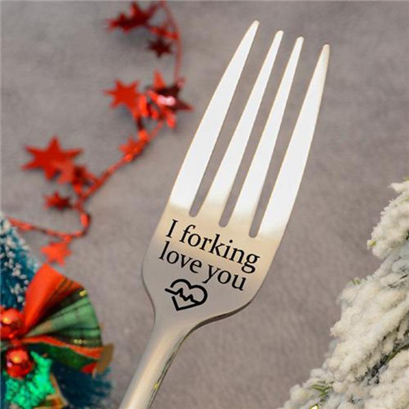 Gegraveerde vork geschenk