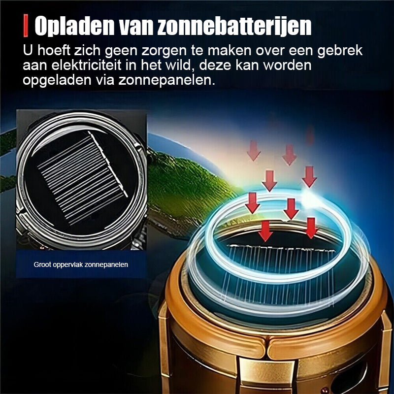 6-in-1 draagbare LED-campinglantaarn op zonne-energie