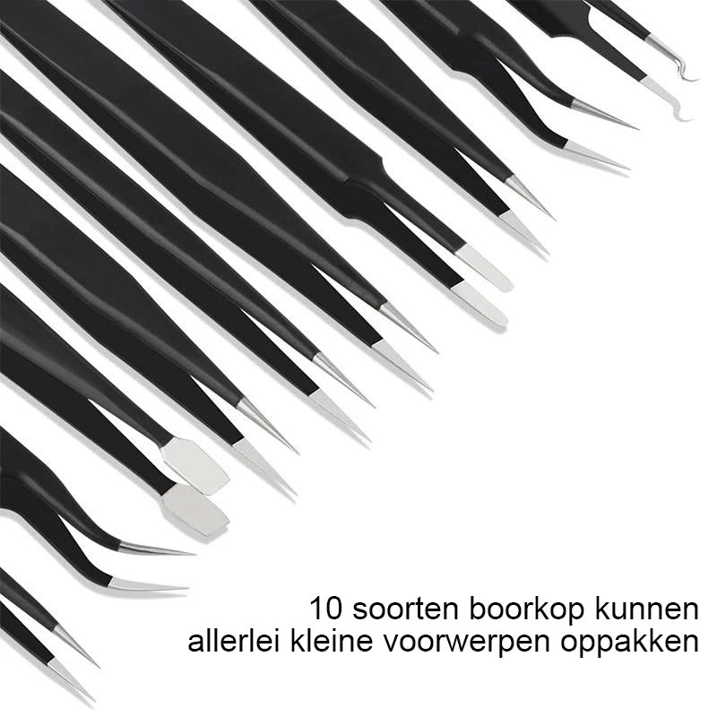Precisie roestvrijstalen pincet (10 stuks)