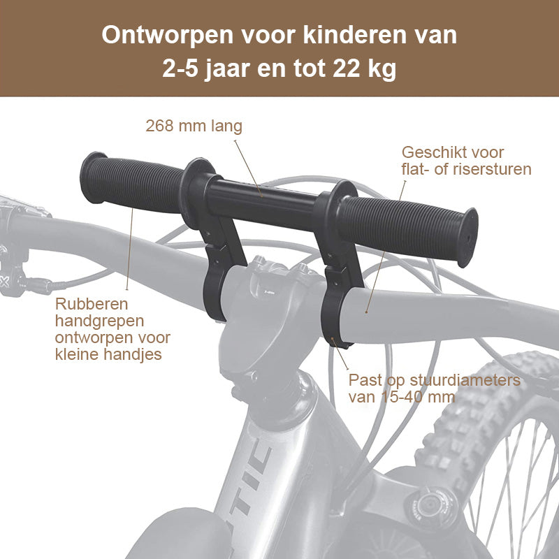 Voorgemonteerd kinderfietszitje en leuning