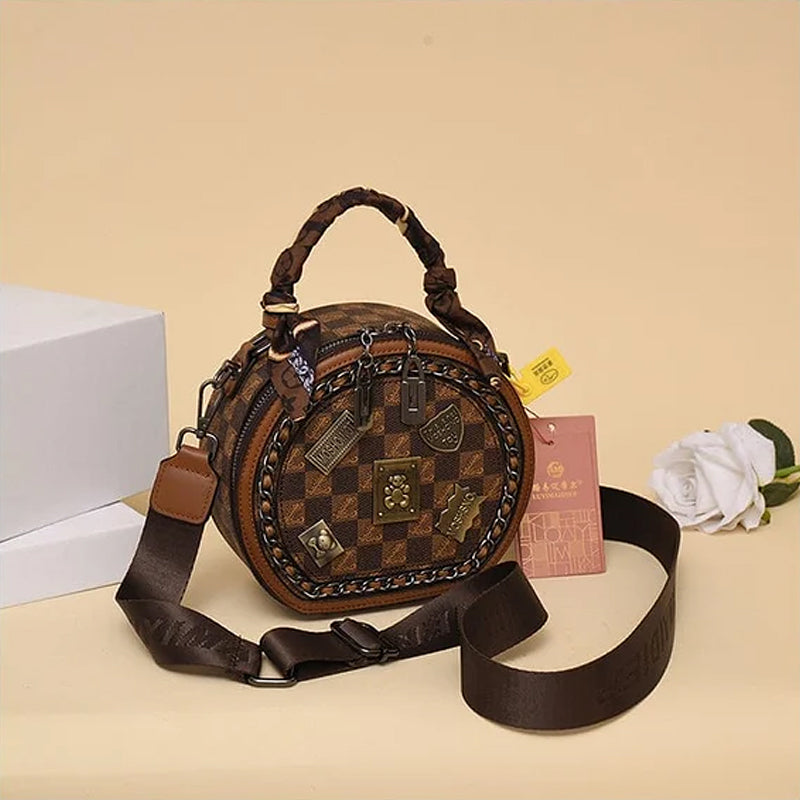 Retro draagtas met badgeprint