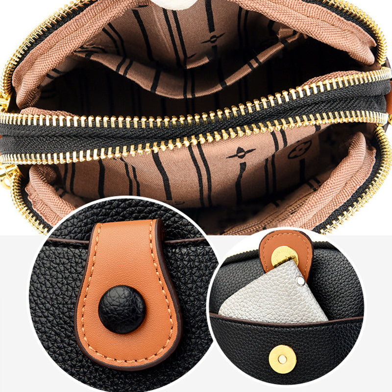 Kleine vierkante tas met één schouder in contrasterende kleur