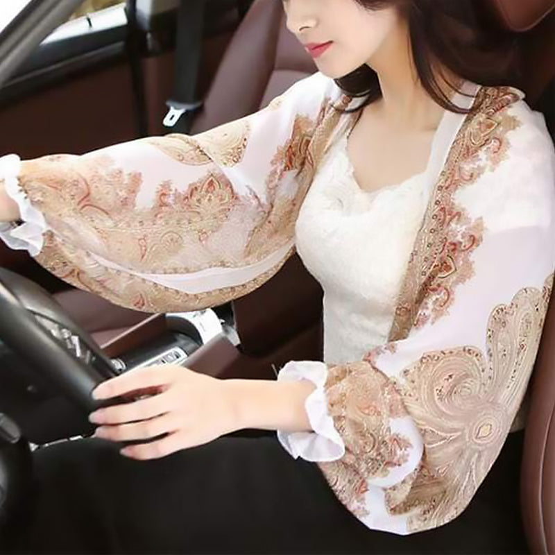 Ultralichte ademende, zonwerende sjaal met mouwen