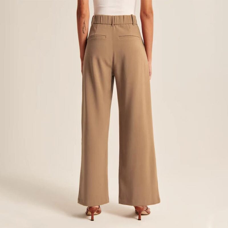 Op maat gemaakte broek met wijde pijpen en hoge taille