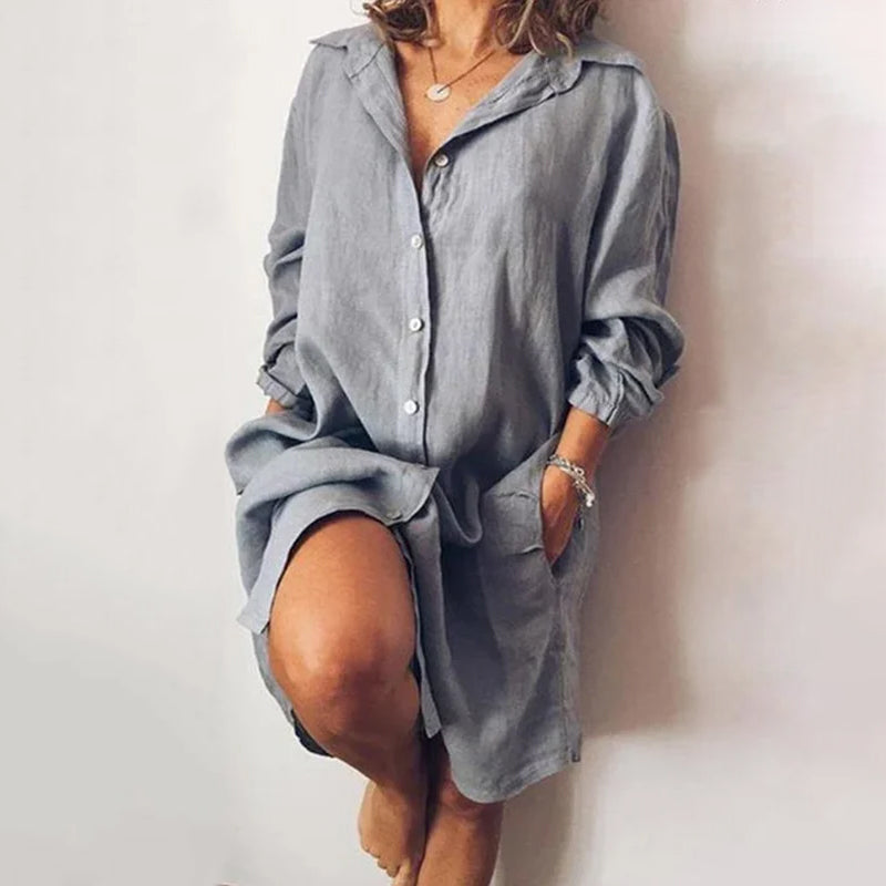 Casual overhemdjurk van puur katoen voor dames