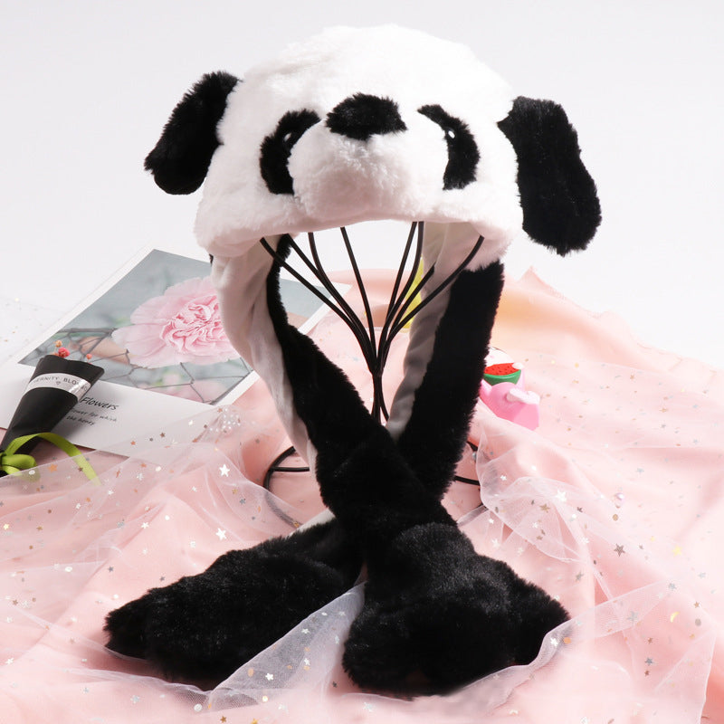 Schattige pluche oor springende konijnenhoed