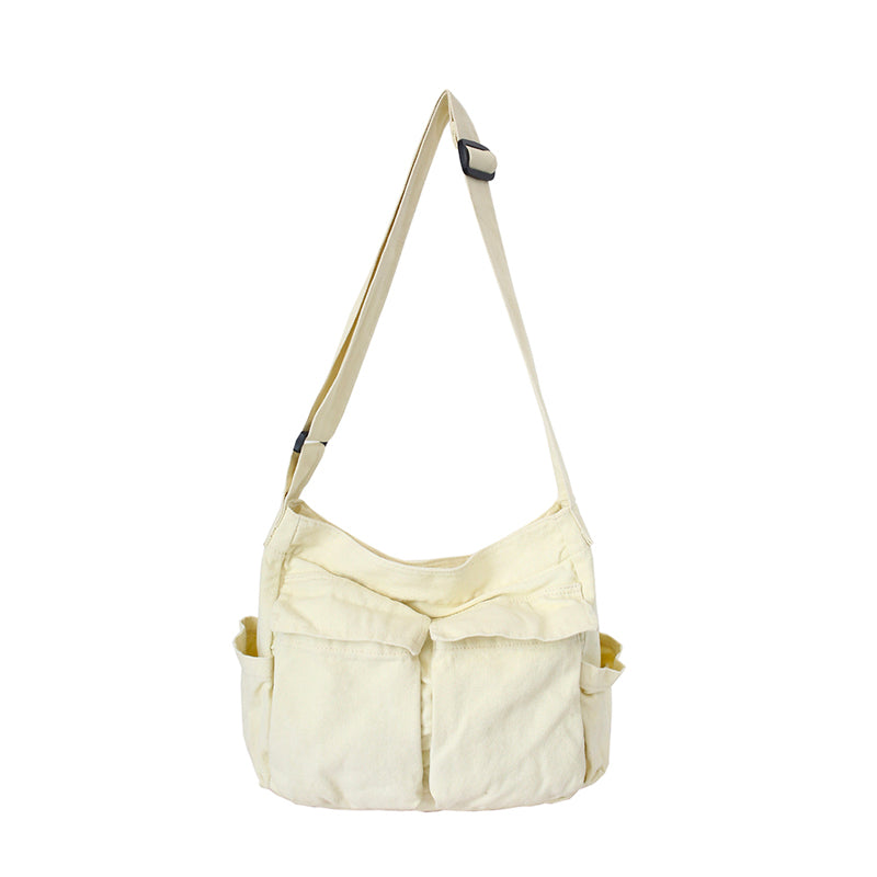 Canvas effen kleur messengertas