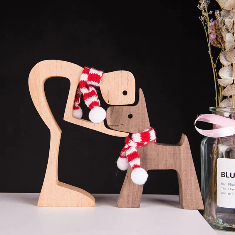 Dierenliefhebber - Tafelornamenten met houten sculptuur