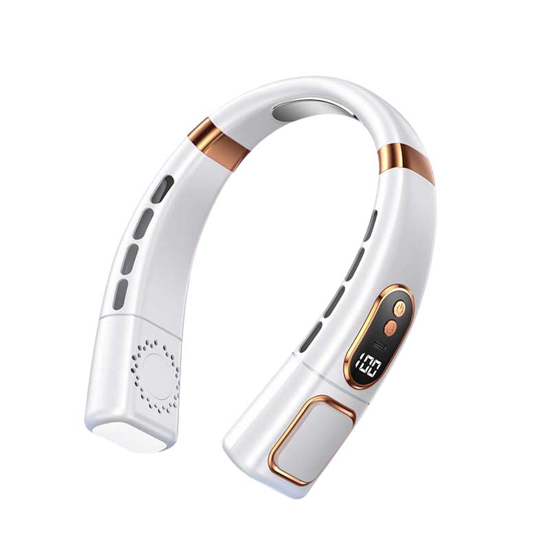 Bladloze hangende nekventilator met digitaal display en licht