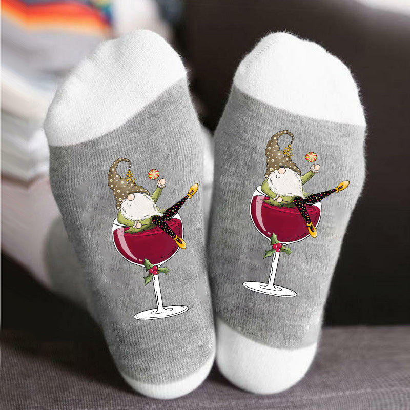 Gnome wijnglas Unisex Crew sokken