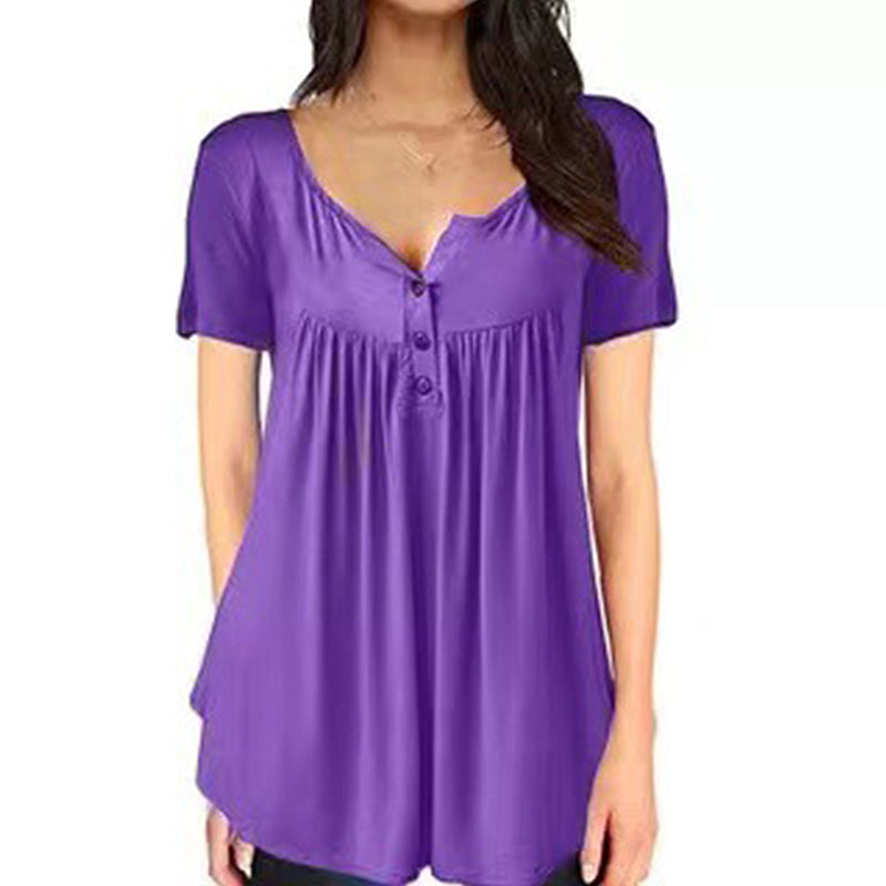 Effen T-shirt met ruches voor dames